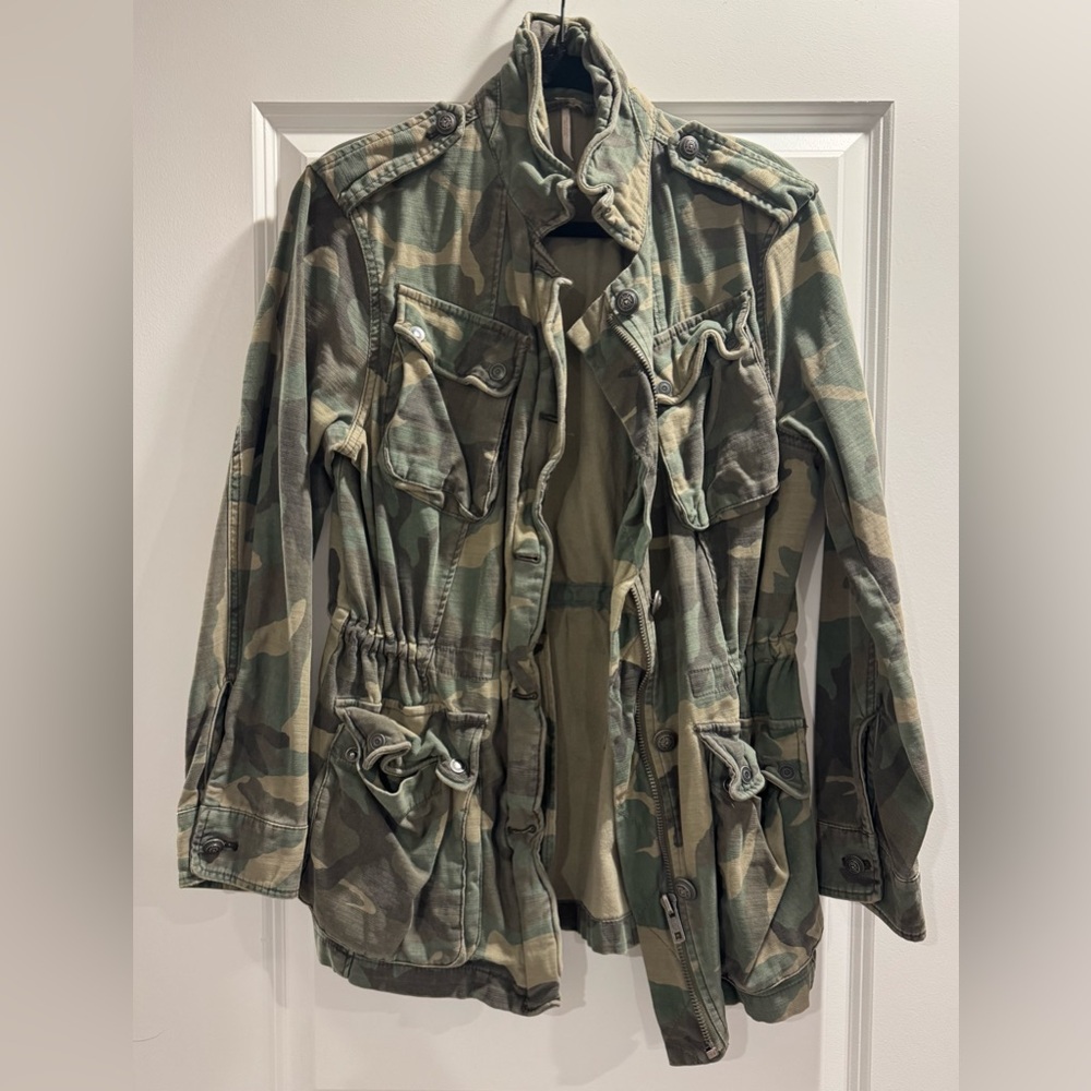 Vintage Free People Camouflage Military Style Jacket